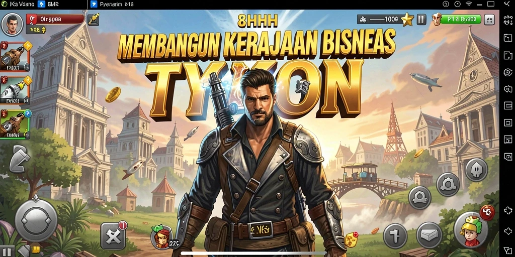 Screenshot gameplay 8HHH yang menampilkan pengelolaan bisnis yang intens.