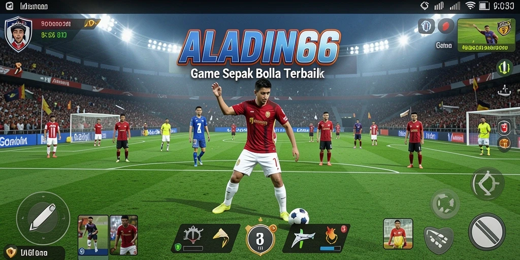 Tampilan gameplay <strong>ALADIN66</strong> yang mendebarkan di lapangan sepak bola.