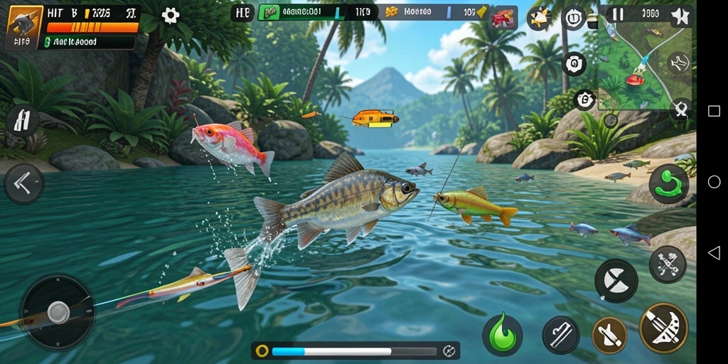 Gameplay yang seru dengan berbagai spesies ikan menunggu untuk ditangkap.