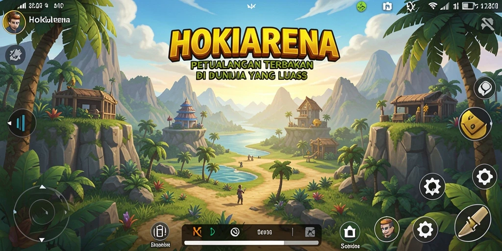 Screenshot gameplay HOKIARENA yang menampilkan dunia terbuka yang luas.