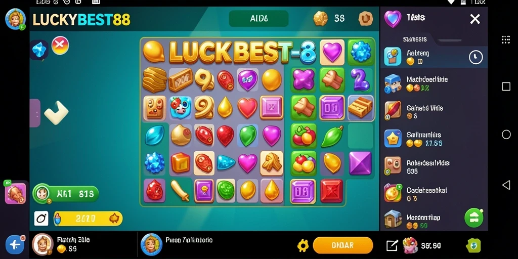 Tampilan gameplay seru LUCKYBEST88 dengan tantangan Match-3.