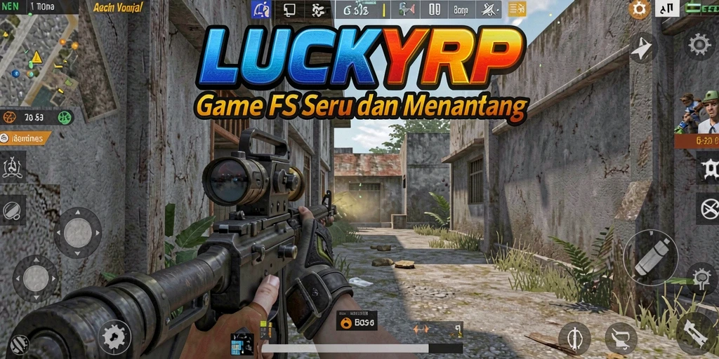 Screenshot LUCKYRP menampilkan aksi tembak-menembak yang intens dalam game FPS.