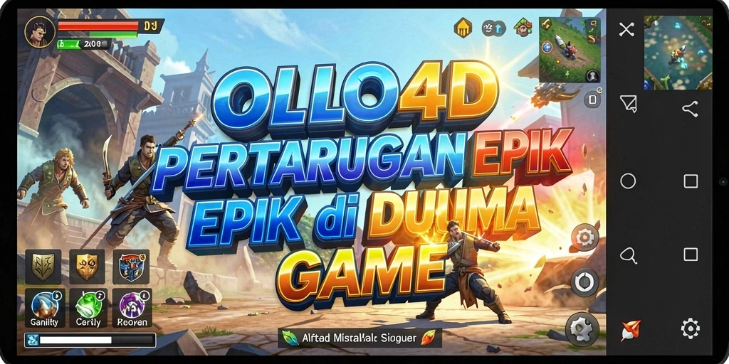 Screenshot gameplay OLLO4D menampilkan pertarungan seru dan karakter unik.