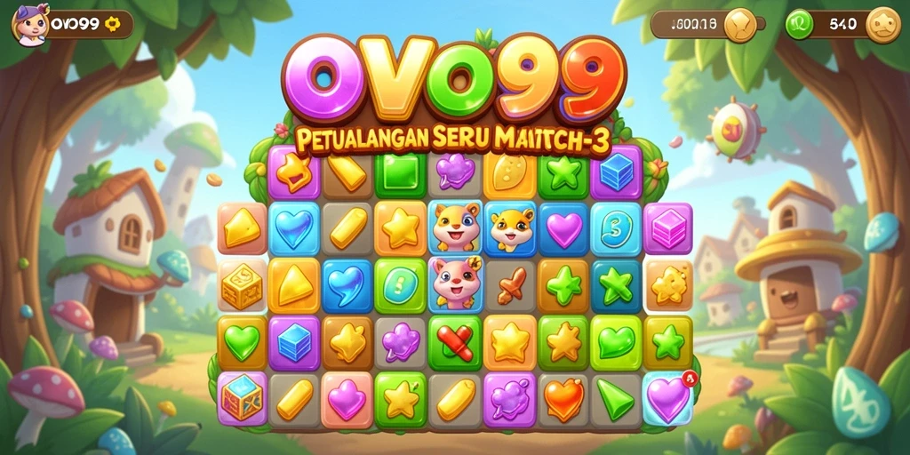 Tangkapan layar gameplay <strong>OVO99</strong> menampilkan aksi seru dari Match-3.