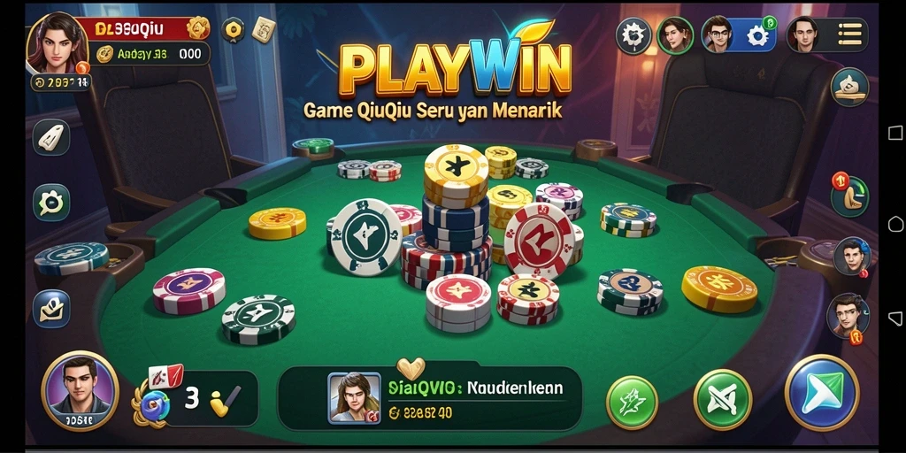 Tangkapan layar utama PLAYWIN menampilkan suasana permainan QiuQiu yang seru.