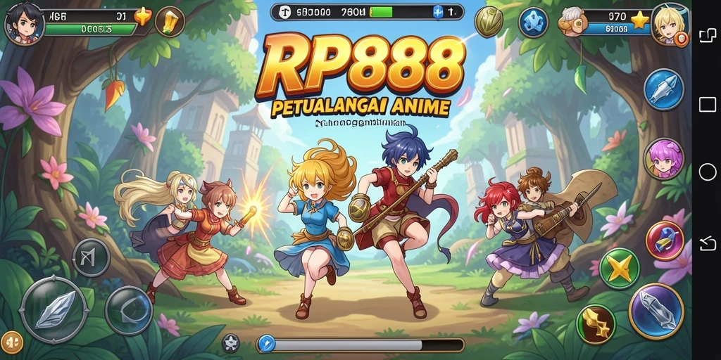 Tampilan gameplay RP888 dengan karakter anime yang menarik.