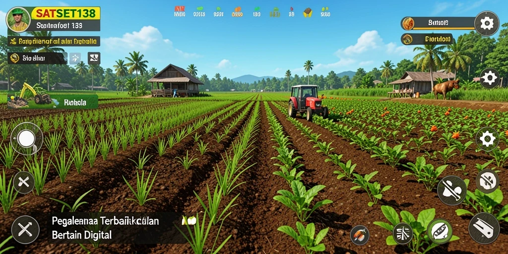 Screenshot SATSET138 menunjukkan pemandangan ladang yang subur dan gameplay interaktif.