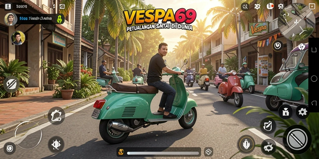 Tampilan gameplay VESPA69 yang mengasyikkan dan penuh warna.
